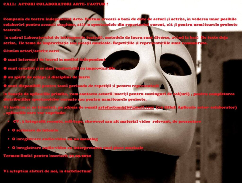 Call: Actori colaboratori Arte-Factum!